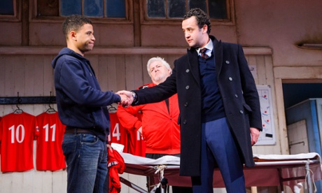 Calvin Demba, Peter Wight and Daniel Mays in The Red Lion by Patrick Marber.