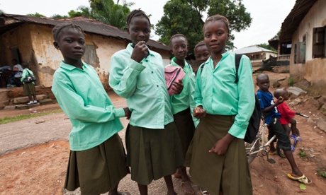 A group of girls in school uniform, Makeni Sierra Leone