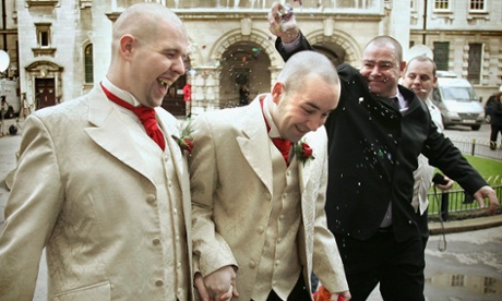 Henry Kane (R) and Christopher Flanagan had a civil ceremony on the same day in 2005 in Belfast. They are also fighting the ban on gay marriage in the region.