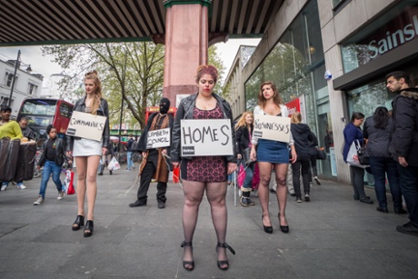 Protesters against the gentrification of the railway arches area in Brixton, south London.