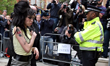 Amy Winehouse arrives at Holborn Police station, London, 2008
