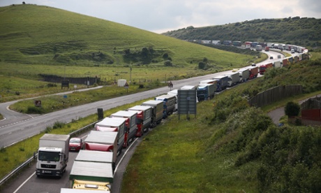 Trucks queue up as part of Operation Stack.