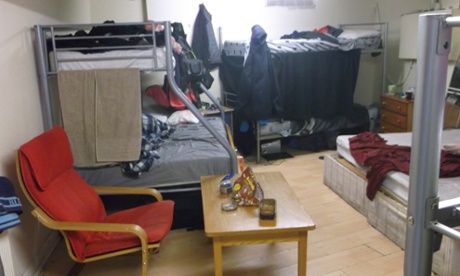 A basement room with no natural lighting and inadequate ventilation in a property in East Ham containing 26 people