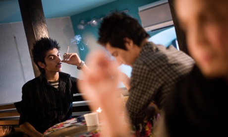 Young Iranians in a Teheran coffee shop.