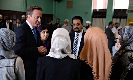 David Cameron at Jamia Masjid mosque in Manchester