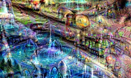 An image created by Google's neutral network, containing fountains 