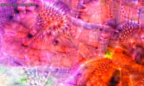 A screengrab of an image created for “porcupine” in the Twitch stream.