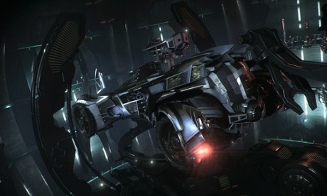 Batman in the batmobile doing batthings in Batman: Arkham Knight.
