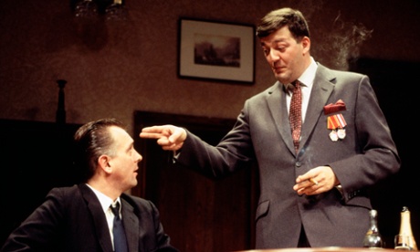 Stephen Fry and Rik Mayall appear in a Richmond Theatre production of 'Cell Mates'in 1995.