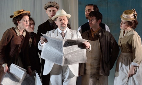 Paul Nilon (centre) gave his all as Aschenbach in Death in Venice.