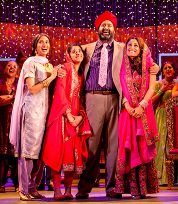 The Bhamra family played by, from left to right Natasha Jayetileke, Natalie Dew, Tony Jayawardena  and Preeya Kalidas.