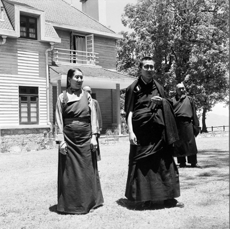 The Dalai Lama with his mother in Mussoorie, India, May 1959.