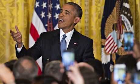Barack Obama responds to a heckler in the White House