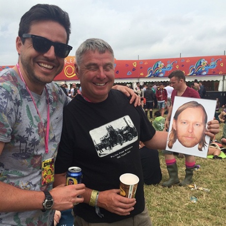 New game: Foo are ya? Guess the name of the laminated Foo Fighters bandmate. The man of the left's guess? 