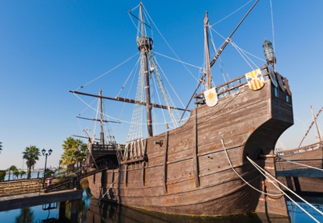 Replicas of ships Columbus sailed to the Americas in at in La Rábida.