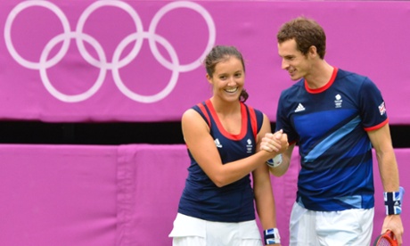 Laura Robson and Andy Murray win silver in the 2012 Olympic mixed doubles.