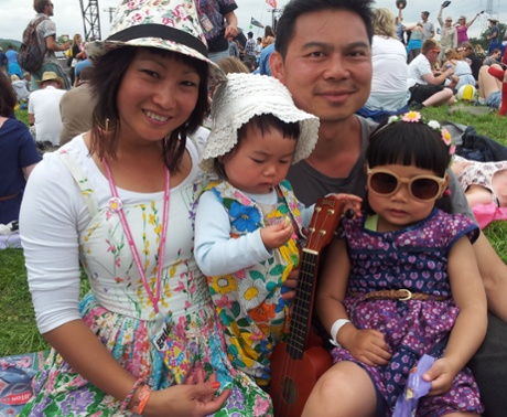 Photograph of Kha and Tan family at Glastonbury 2015