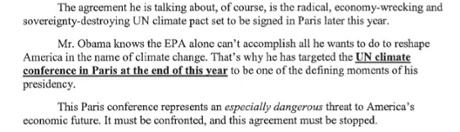 Cfact letter on Paris climate summit