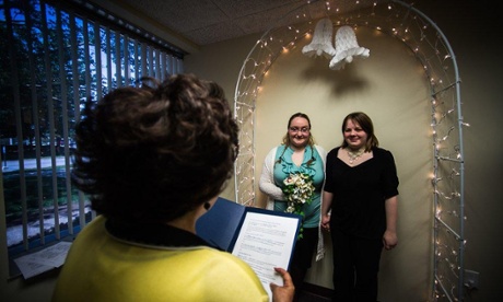 Lori Hazelton and Stephanie Ward marry in Muskegon, Michigan.
