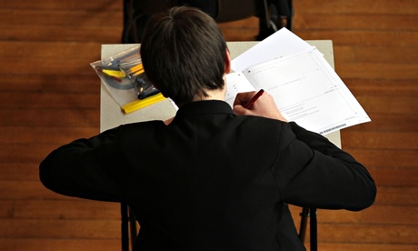 Pupil in an exam hall