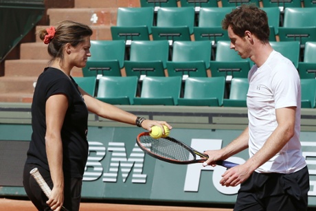 Amelie Mauresmo and Andy Murray before the first round of this year's French Open.