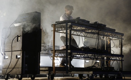 Jamie xx on stage at Glastonbury.