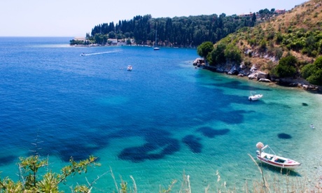View toward Kouloura on the north-east coast of Corfu, Greek Islands