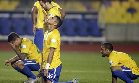 Brought low …  Brazil's Copa América defeat to Paraguay on penalties confirmed a downward spiral that may be traced back much further than last summer's World Cup humiliation.