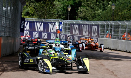 Nelson Piquet Jr of Brazil on his way to becoming the Formula E champion at Battersea Park