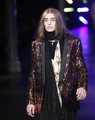 Sparkly jackets on the Saint Laurent catwalk