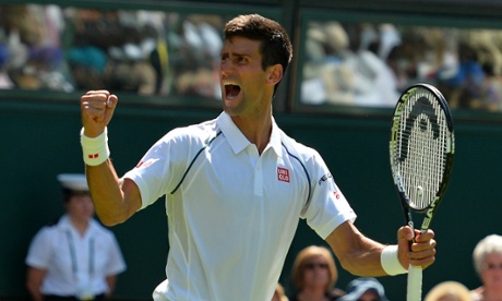 Novak Djokovic reacts after beating Germany's Philipp Kohlschreiber.