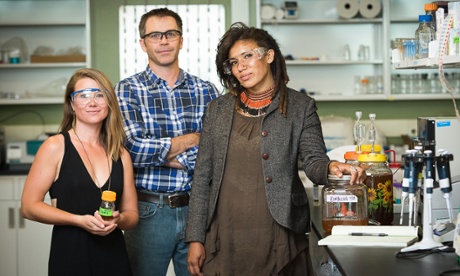 Kombucha maker Ayla Bystrom-Williams, right, with business associate Rena Glasscock and scientist David Fox.
