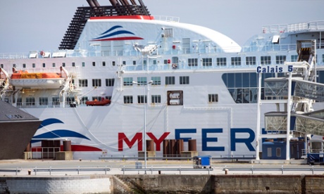 A MyFerryLink ship at the port of Calais