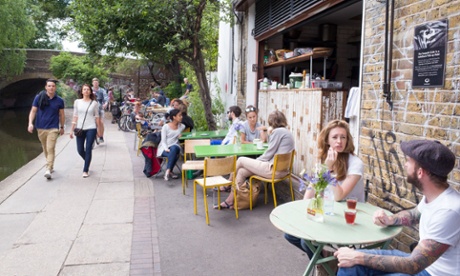 Trendy cafes and restaurants along the towpath of the Regent's Canal, Shoreditch.