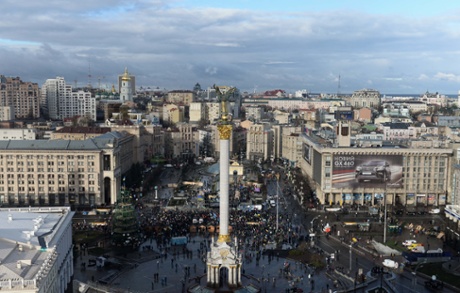 A view over Kiev's Maidan during pro-European Union protests in December 2013.