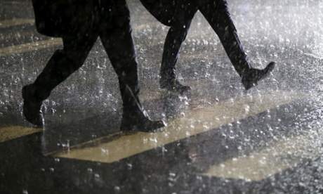 Heavy rain falls from tropical storm Noul in Tokyo, May 2015.