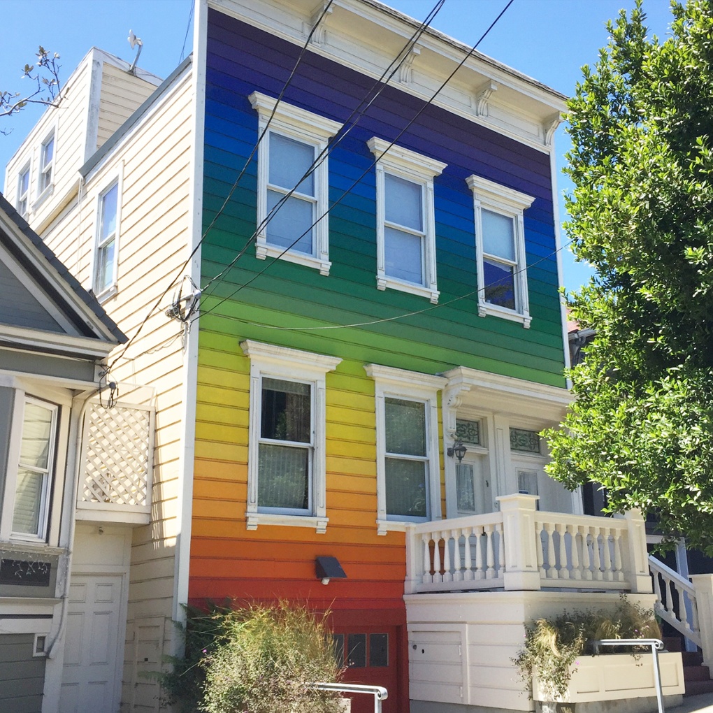 A house with a rainbow facade in San Francisco
