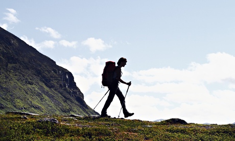 lone female hiker