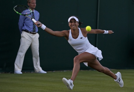 Heather Watson fights back against France's Caroline Garcia.