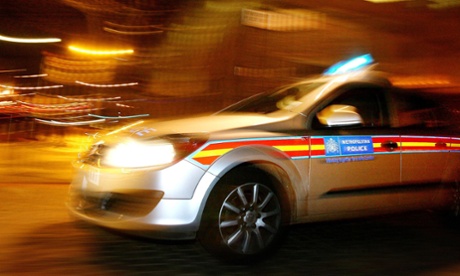 police car on a 'blues-and-twos' run