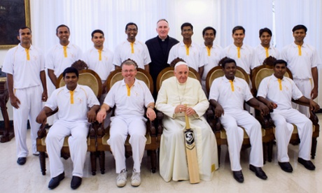 Holy orders: St Peter's X1 with Pope Francis at Santa Marta, Vatican.