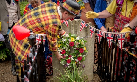 Lest we forget: laying a wreath at the grave of Joseph Grimaldi in north London.