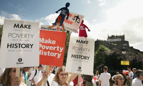 Campaigners at the Make Poverty History march in Edinburgh in 2005.