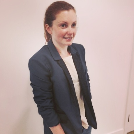 Hannah Marriott wearing a fish skin-trimmed blazer.