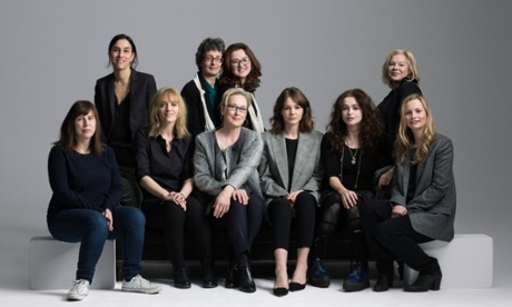 Telling the story of the suffragette movement... back row (L-R): Sarah Gavron (director), Helen Pankhurst (great-granddaughter of Emmeline Pankhurst), Laura Pankhurst (great-great-granddaughter of Emmeline Pankhurst), Alison Owen (producer); front row (L-R): Abi Morgan (screenwriter), Anne-Marie Duff (actor), Meryl Streep (actor), Carey Mulligan (actor), Helena Bonham Carter (actor), Faye Ward (producer).