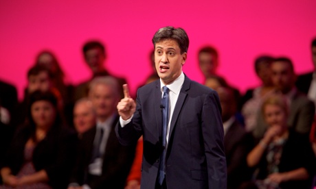 Ed Miliband delivers his speech without notes to the party's annual conference in Manchester but forgets to mention the deficit.