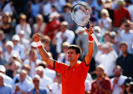 Novak Djokovic celebrates victory.