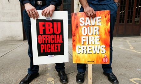 London firefighters demonstrating against station closures in September, 2013.