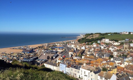 Early morning sunshine overlooking Hastings, East Sussex, on 30 June.
