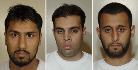 Abdulla Ahmed Ali, left, with Assad Sarwar, centre, and Tanvir Hussain, right